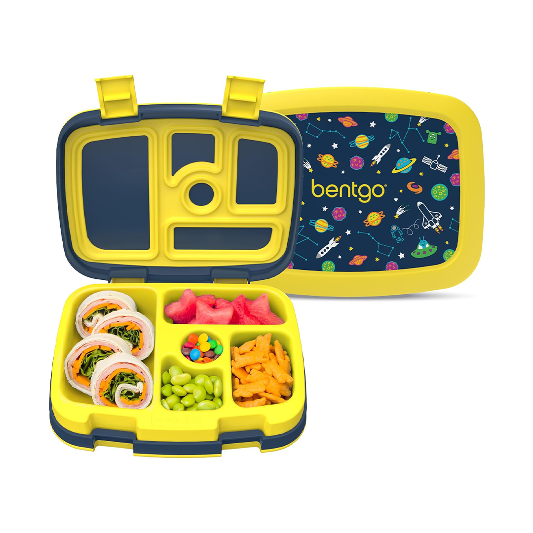 Bentgo Kids Prints Lunch Box Leak Proof 5 Compartment Bento Box for Ages 3 to 7 School Lunch Container