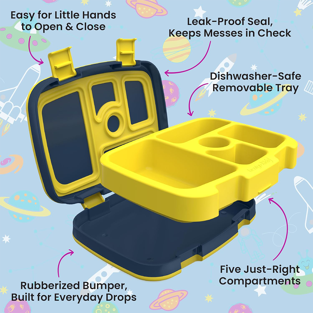 Bentgo Kids Prints Lunch Box Leak Proof 5 Compartment Bento Box for Ages 3 to 7 School Lunch Container