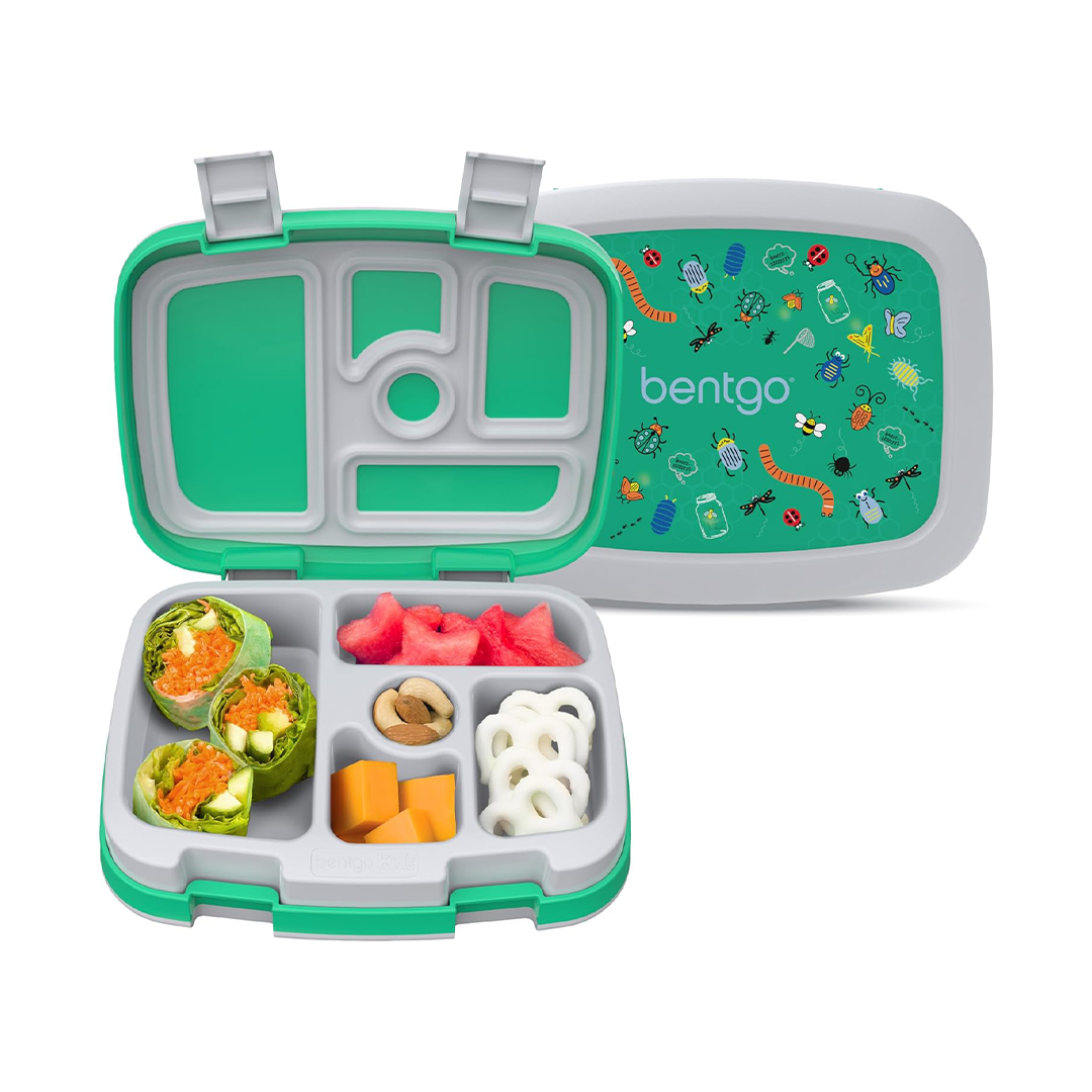 Bentgo Kids Prints Lunch Box Bug Buddies Leak Proof Bento Box for Kids Ages 3 to 7 Compartments