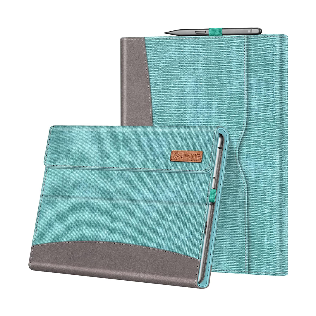 FINTIE Multi-Angle Protective Case for 13" Microsoft Surface Pro 8 (2021) - Turquoise - Type Cover Compatible with Document Pocket