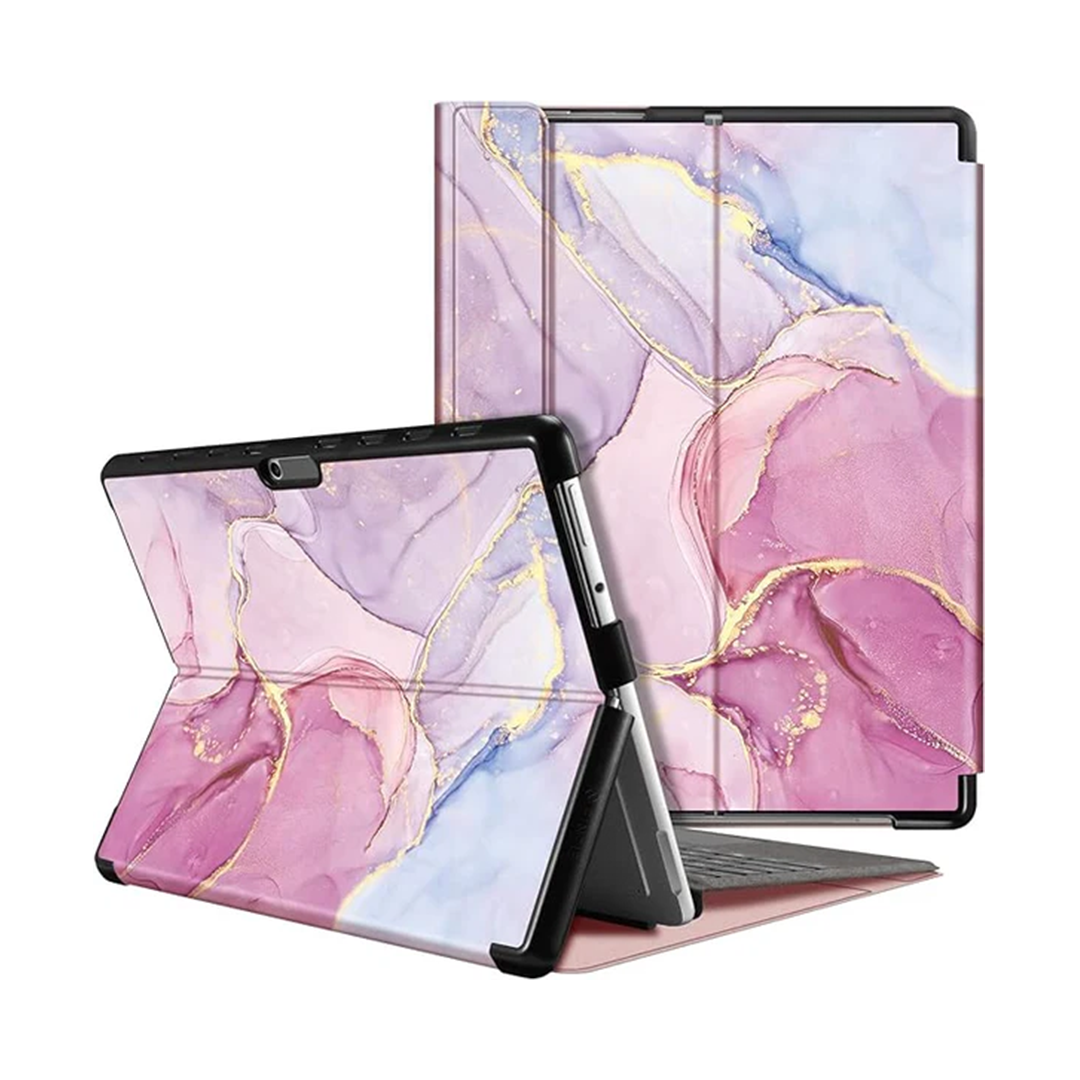 حافظة FINTIE صلبة نحيفة لجهاز Microsoft Surface Pro 8 مقاس 13 بوصة (2021) - رخام لامع - متوافقة مع لوحة المفاتيح Type Cover