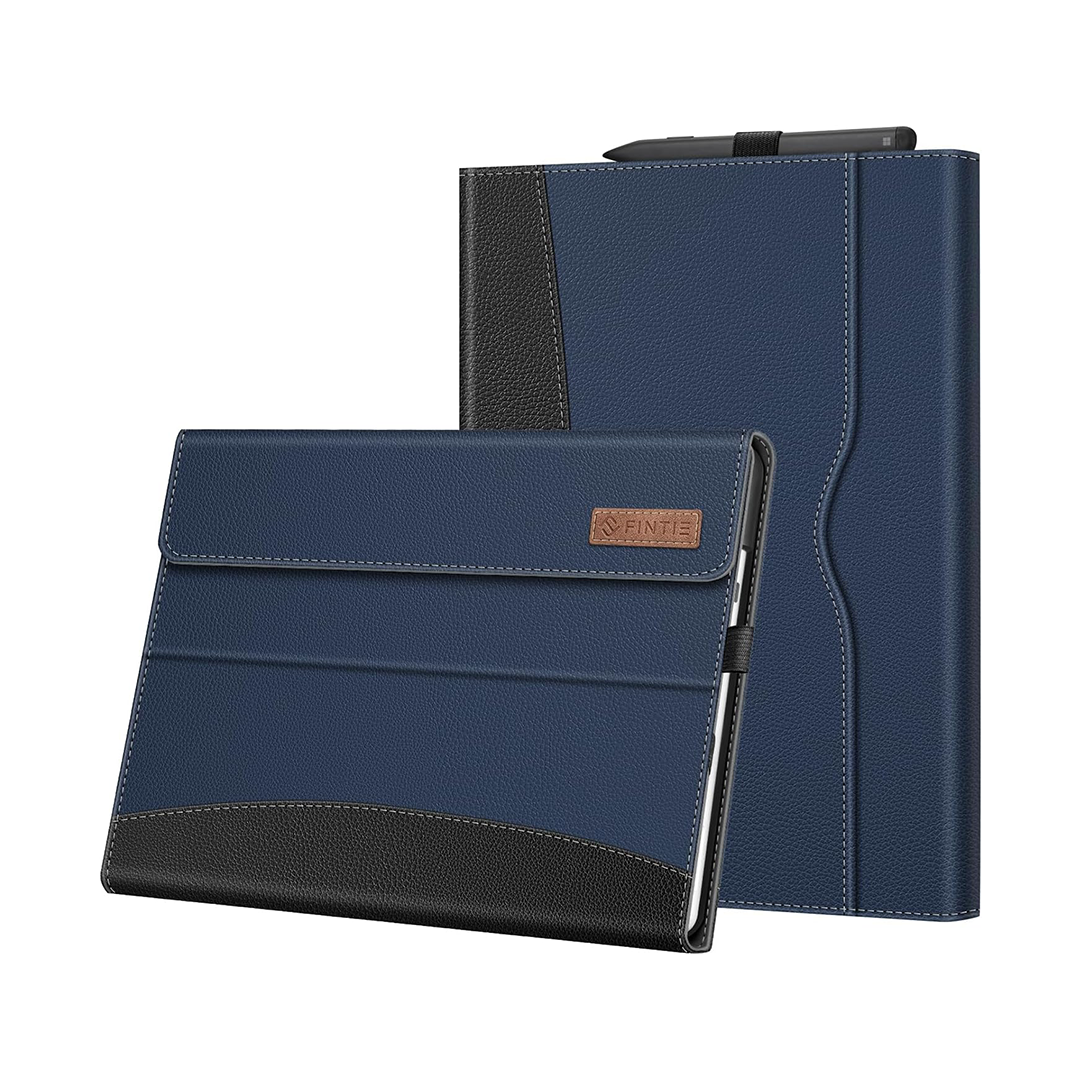 Fintie Case for Microsoft Surface Pro 10 / Pro 9 13 Inch - Multi Viewing Angle High-Quality Faux Leather Case Protective Cover with Document Slots Pen Holder, Type Cover Compatible, Navy Blue