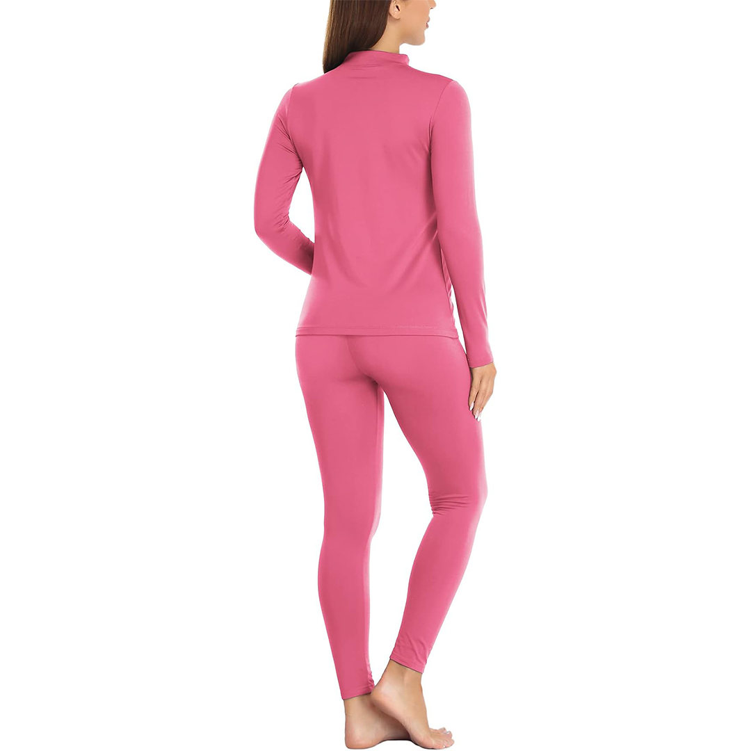 JOLLYBUYER women's mock neck thermal underwear pink size