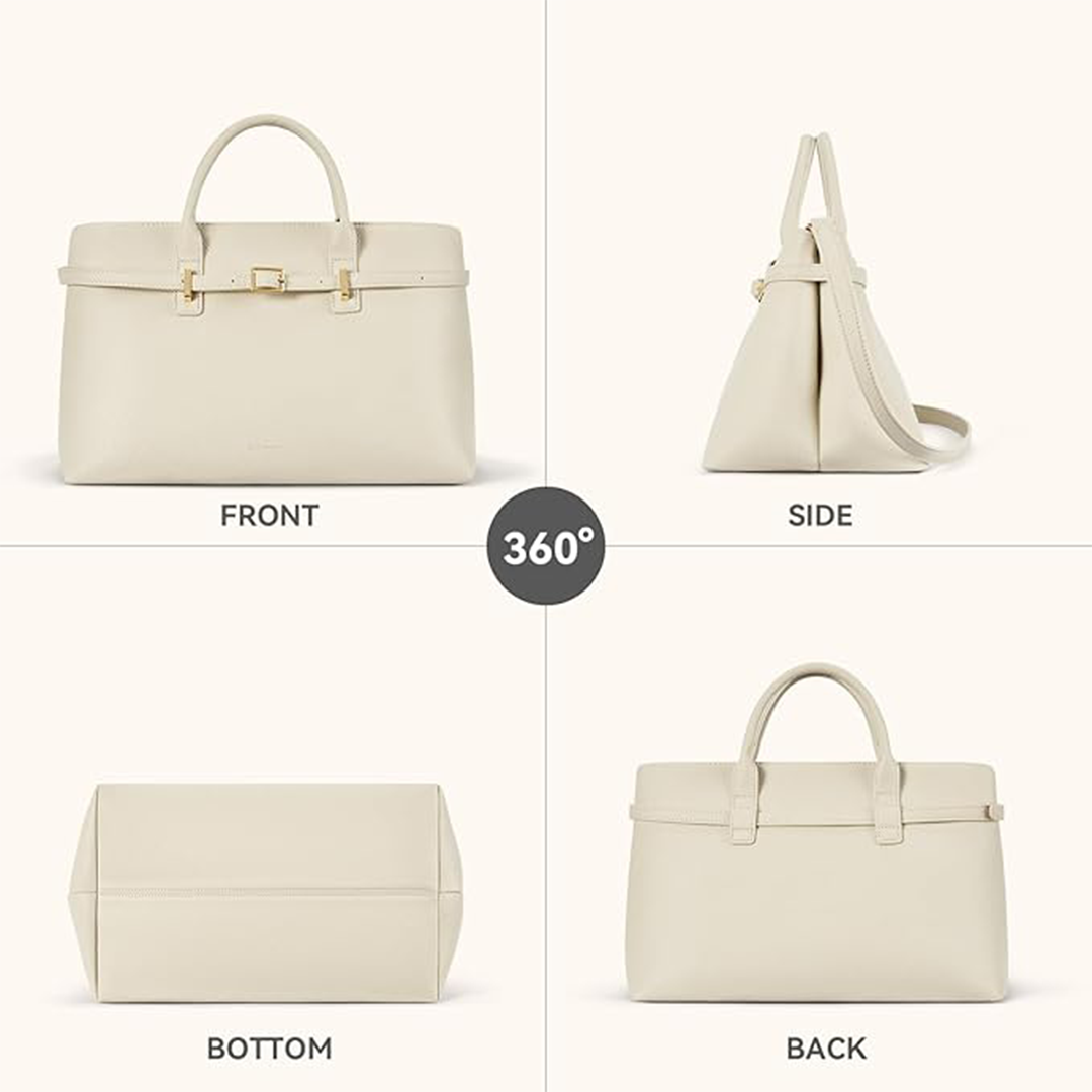 BOSTANTEN Work Tote Bag for Women Suede Leather Top Handle Satchel with Adjustable Crossbody Strap Shoulder Purse