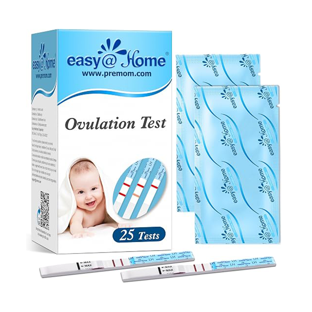 شرائط اختبار الإباضة Easy@Home (عبوة من 25 شريطًا) مجموعة التنبؤ بالخصوبة عن طريق LH في البول لتتبع الإباضة وتخطيط الحمل