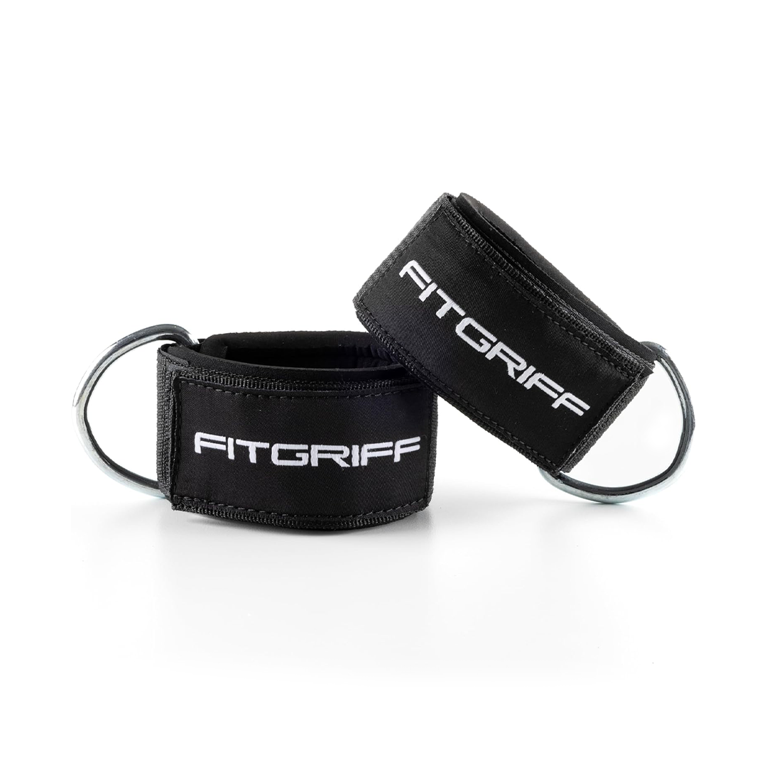 Fitgriff Ankle Straps for Cable Machines Heavy Padded Ankle Cuffs 2 Pieces Black