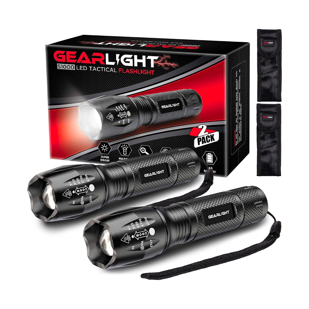 GearLight Handheld Flashlight - Black, Compact 6.1 x 1.6 x 1.6 Inches