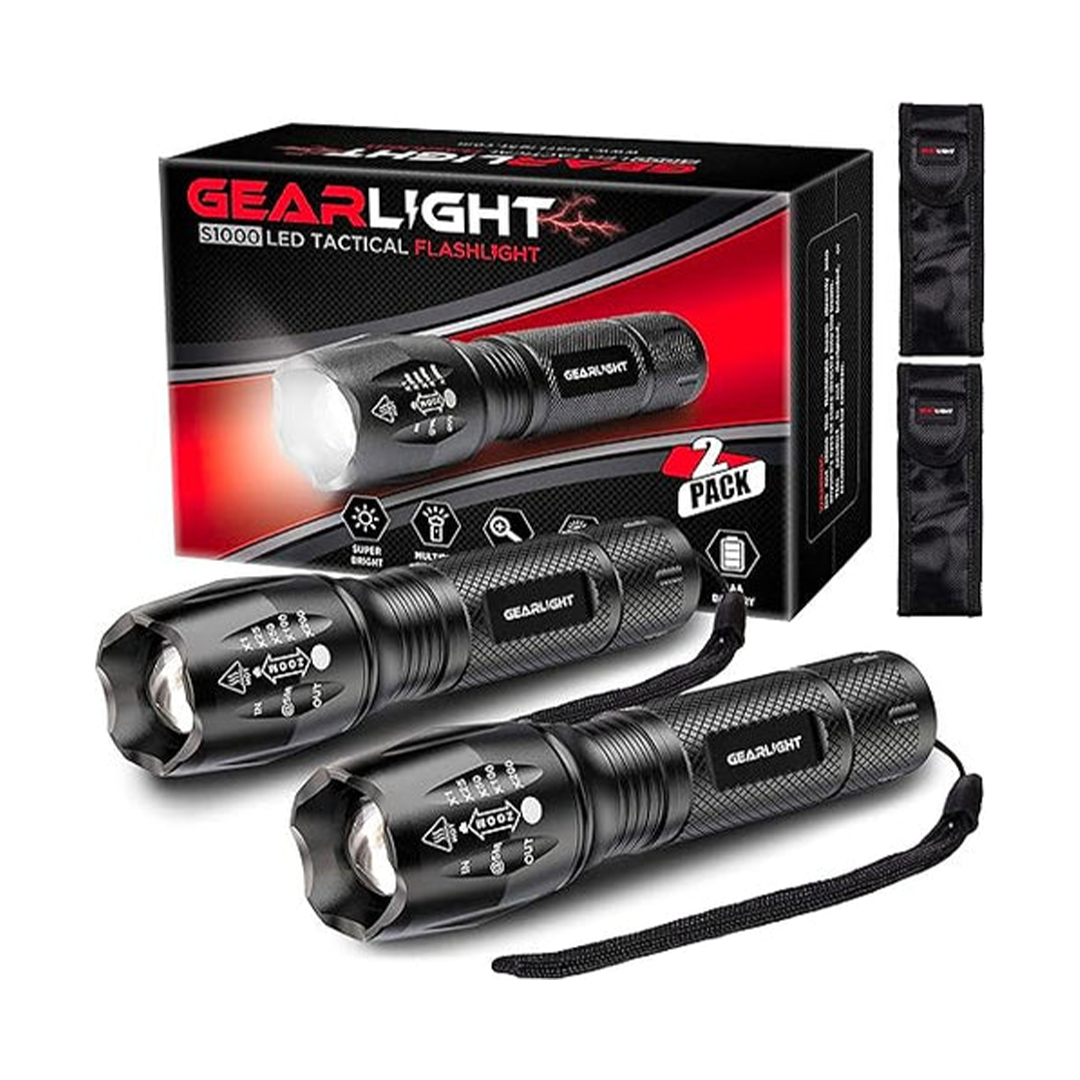 مصباح يدوي GearLight - أسود، مدمج 6.1 × 1.6 × 1.6 بوصة