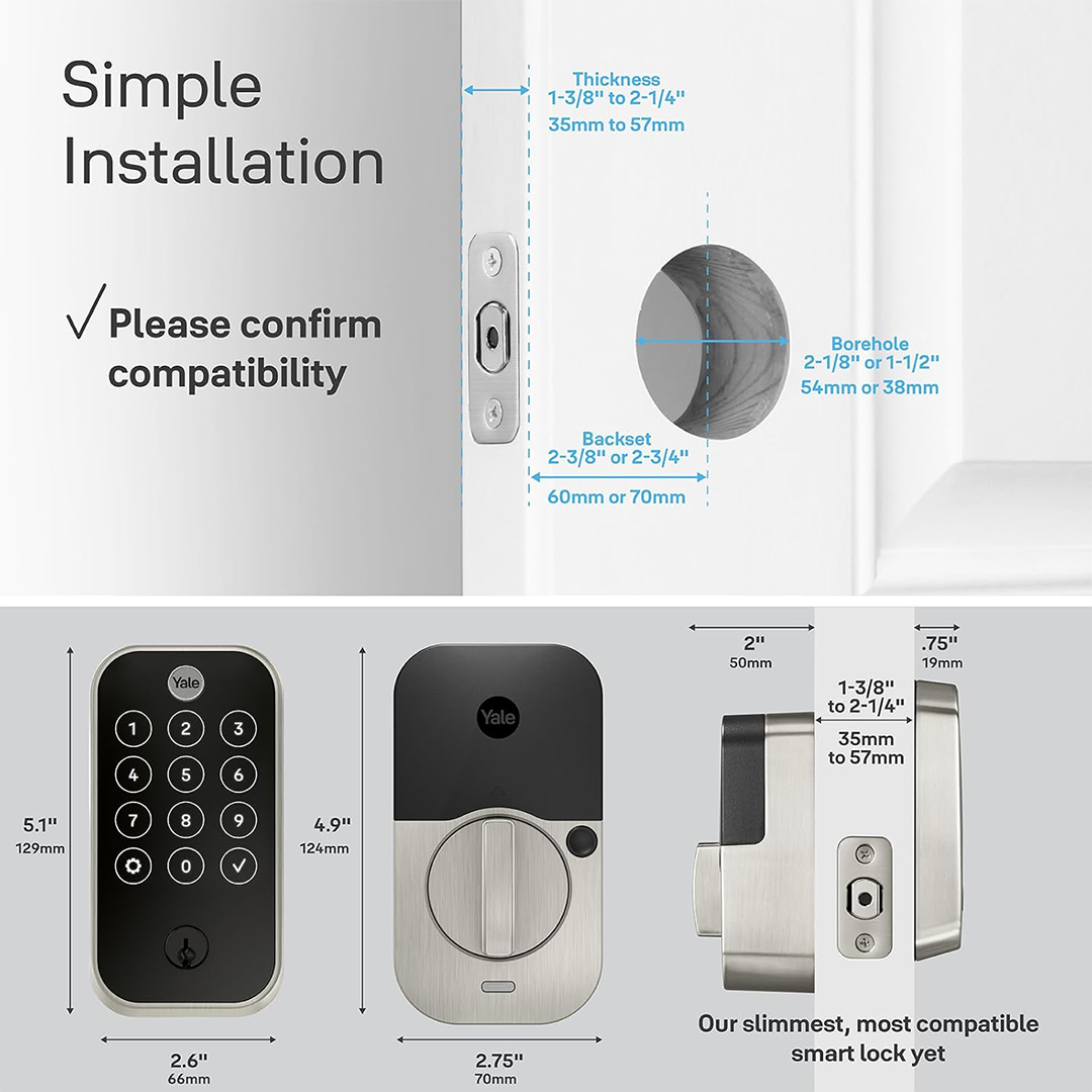 Yale Security Lock 2 Touch Black Biometric Smart Door Lock YRD420-F-BLE-BSP Fingerprint & Keypad Deadbolt No Wi-Fi