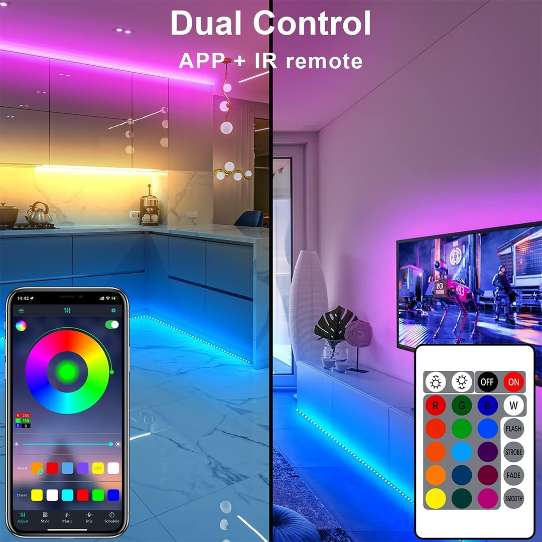 Cozylady 5 متر شريط إضاءة USB LED ذكي بتقنية البلوتوث RGB مع تحكم بالتطبيق، مزامنة الموسيقى ومؤقت | إضاءة غرفة مرنة للديكور
Cozylady 5 متر إضاءة USB LED، إضاءة RGB ذكية بتقنية البلوتوث مع تحكم بالتطبيق، إعداد مؤقت، وضع الموسيقى