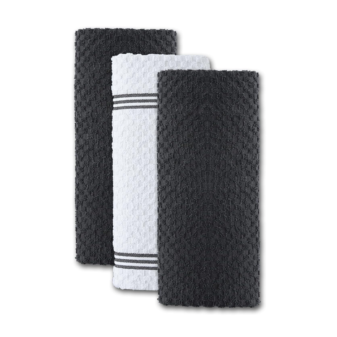 Premium Cotton Kitchen Towels Pack of 3 100% Cotton 425 GSM Highly Absorbent Dish Towels 40x70cm | Terry Tea Towels for Kitchen Cleaning (Grey)