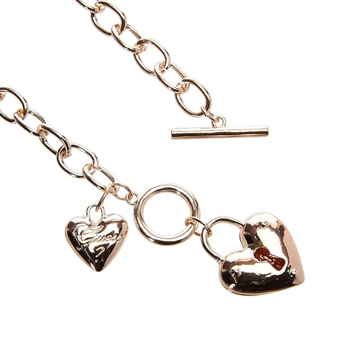 GUESS Womens Puffy Heart Toggle Necklace Metal One Size No Stone Fashion Chain Necklace