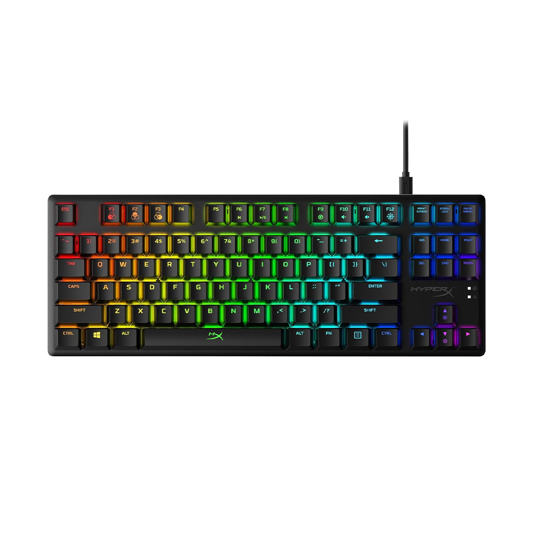 لوحة مفاتيح الألعاب الميكانيكية HyperX Alloy Origins Core RGB بدون لوحة أرقام مع مفاتيح Aqua وتصميم US QWERTY