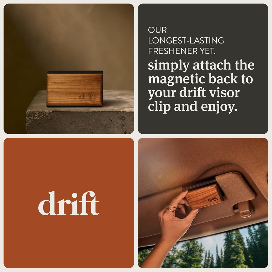 معطر جو السيارة Drift Wood طويل الأمد بالزيت العطري ومزيل للروائح مع مشبك