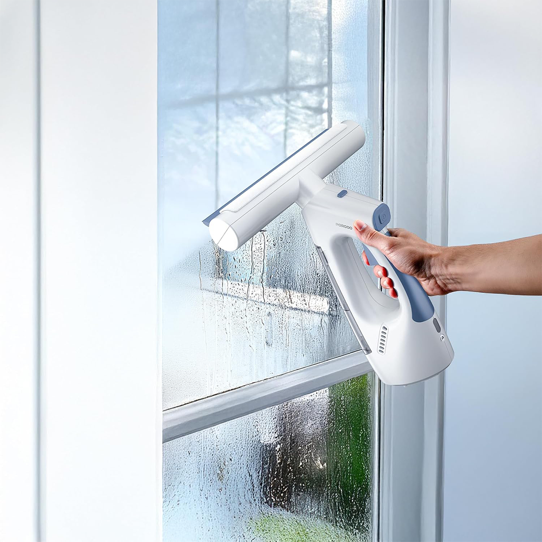 Porodo Handheld Window Cleaner Cordless Electric Vacuum & Sprayer Squeegee with Water Tank, Powerful Suction for Windows, Mirrors & Countertops