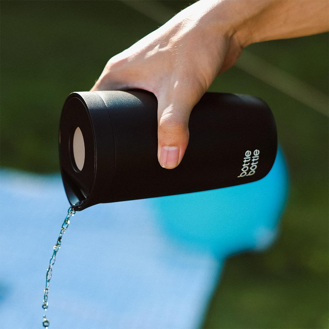 BottleBottle Insulated Travel Mug 350ml Stainless Steel Coffee Cup with Push Button Lid Black (Hot & Cold 12 Hours)