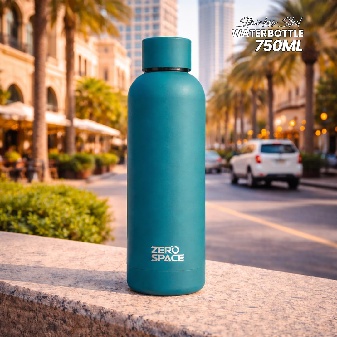 ZeroSpace Stainless Steel Water Bottle 750ml Insulated Double Wall Ocean Blue Insulated Thermos Flask for Hot & Cold Drinks