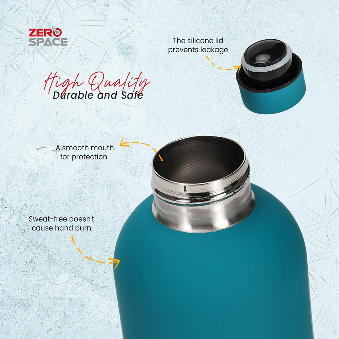 ZeroSpace Stainless Steel Water Bottle 750ml Insulated Double Wall Ocean Blue Insulated Thermos Flask for Hot & Cold Drinks