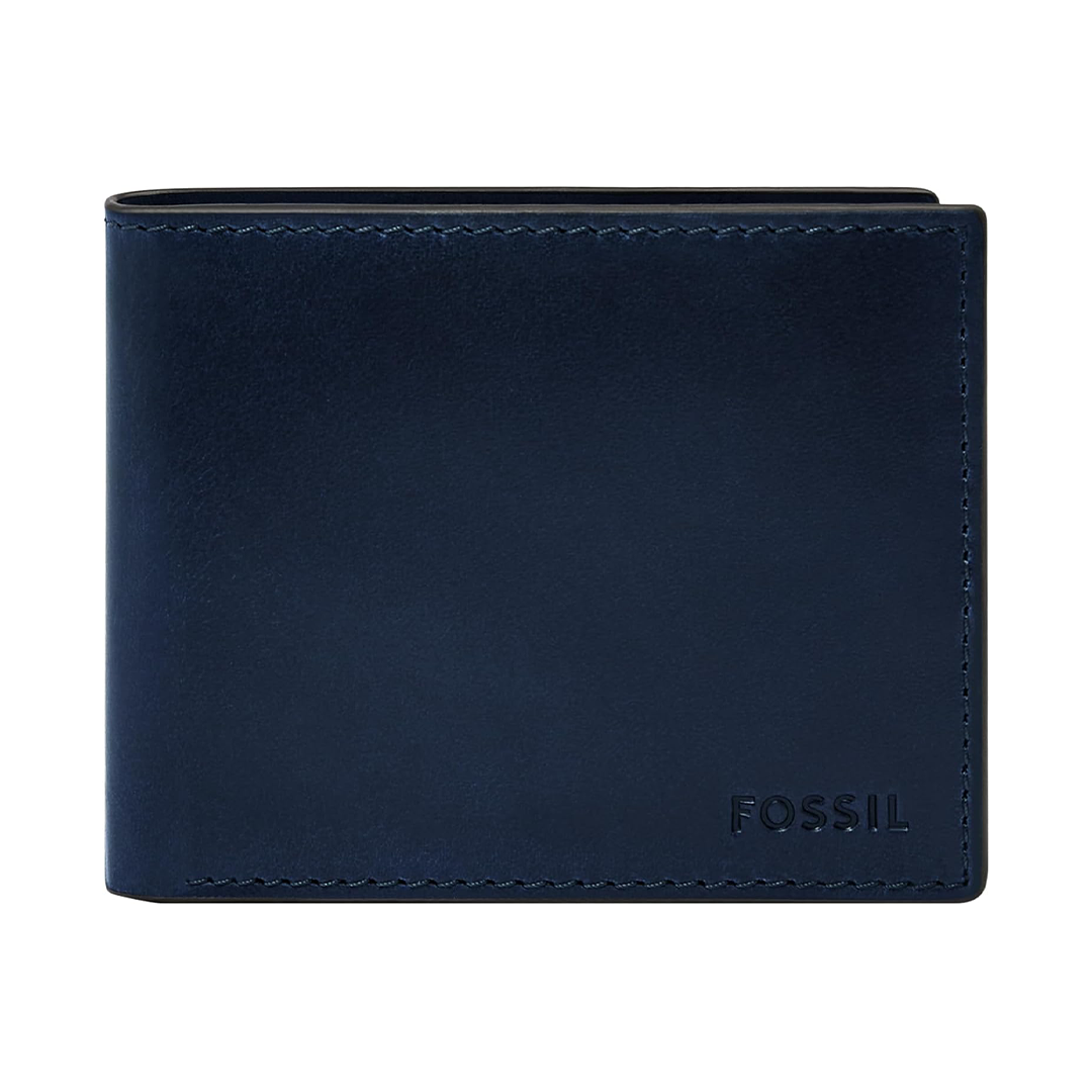 Fossil Mens Derrick RFID Leather Bifold Wallet - with Flip ID Window