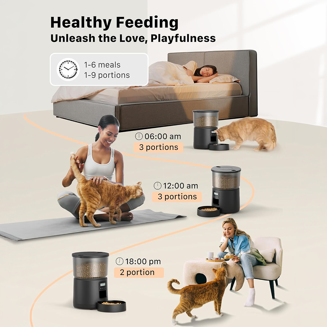 BEMOONY Automatic Cat Feeder 3L Pet Food Dispenser with Timer, 16 Meals Scheduling and Desiccant for Cats and Small Dogs