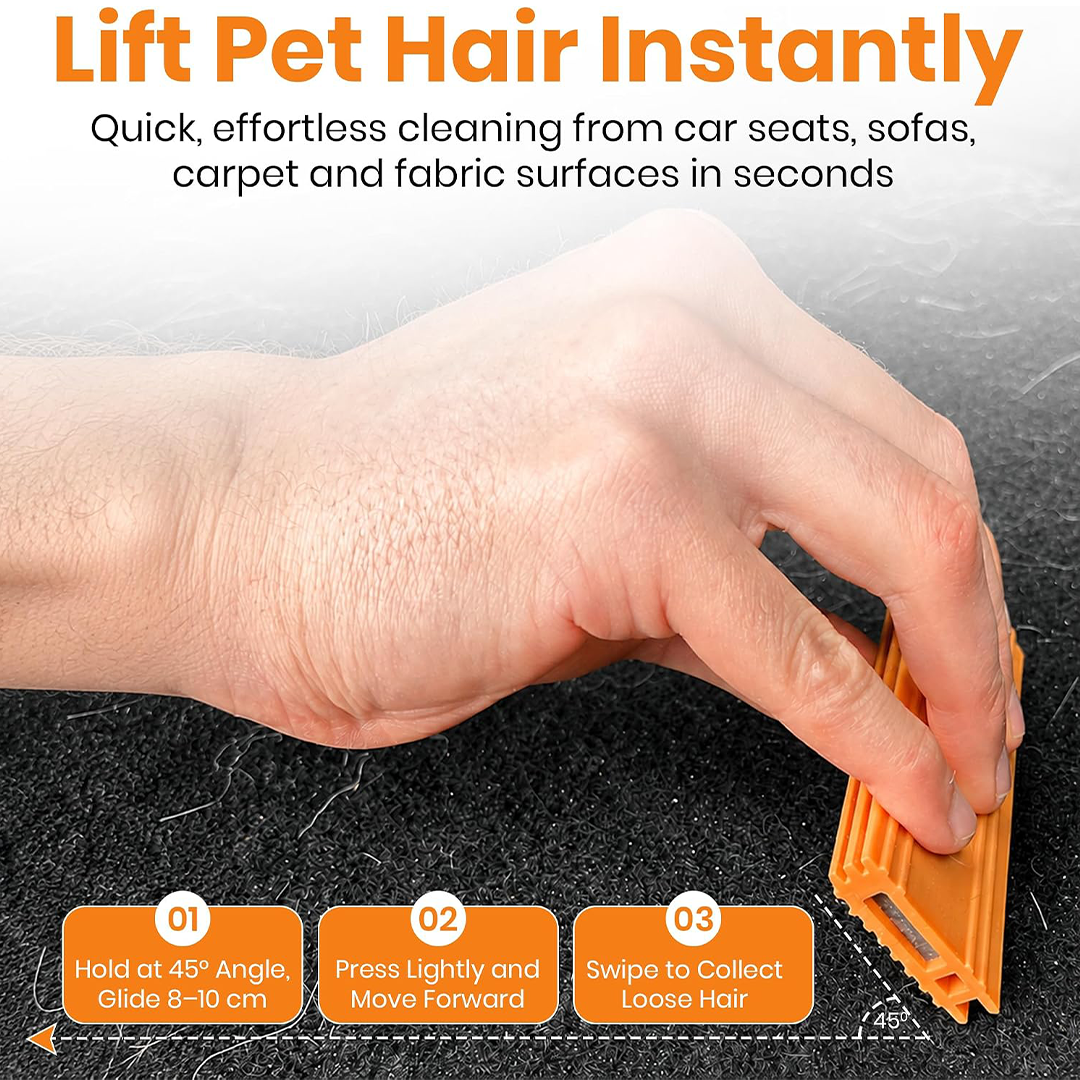 Pro Pet Hair Remover 4.3 Reusable Dual-Blade Pet Hair Scraper for Car, Couch, Carpet, Bed & Furniture Cleaning