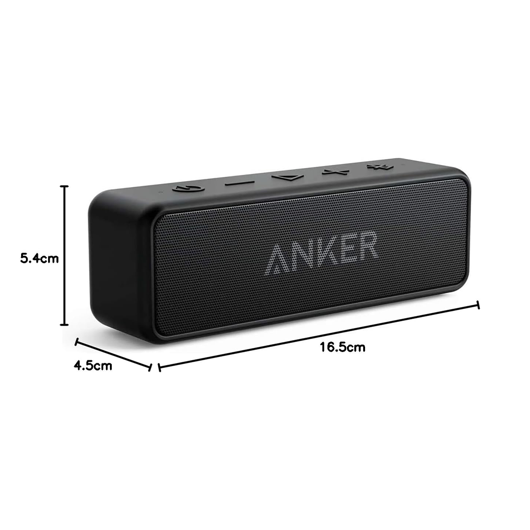 Anker SoundCore 2 Bluetooth Speaker with Dual Drivers, Strong Bass, Waterproof, 24-Hour Playtime