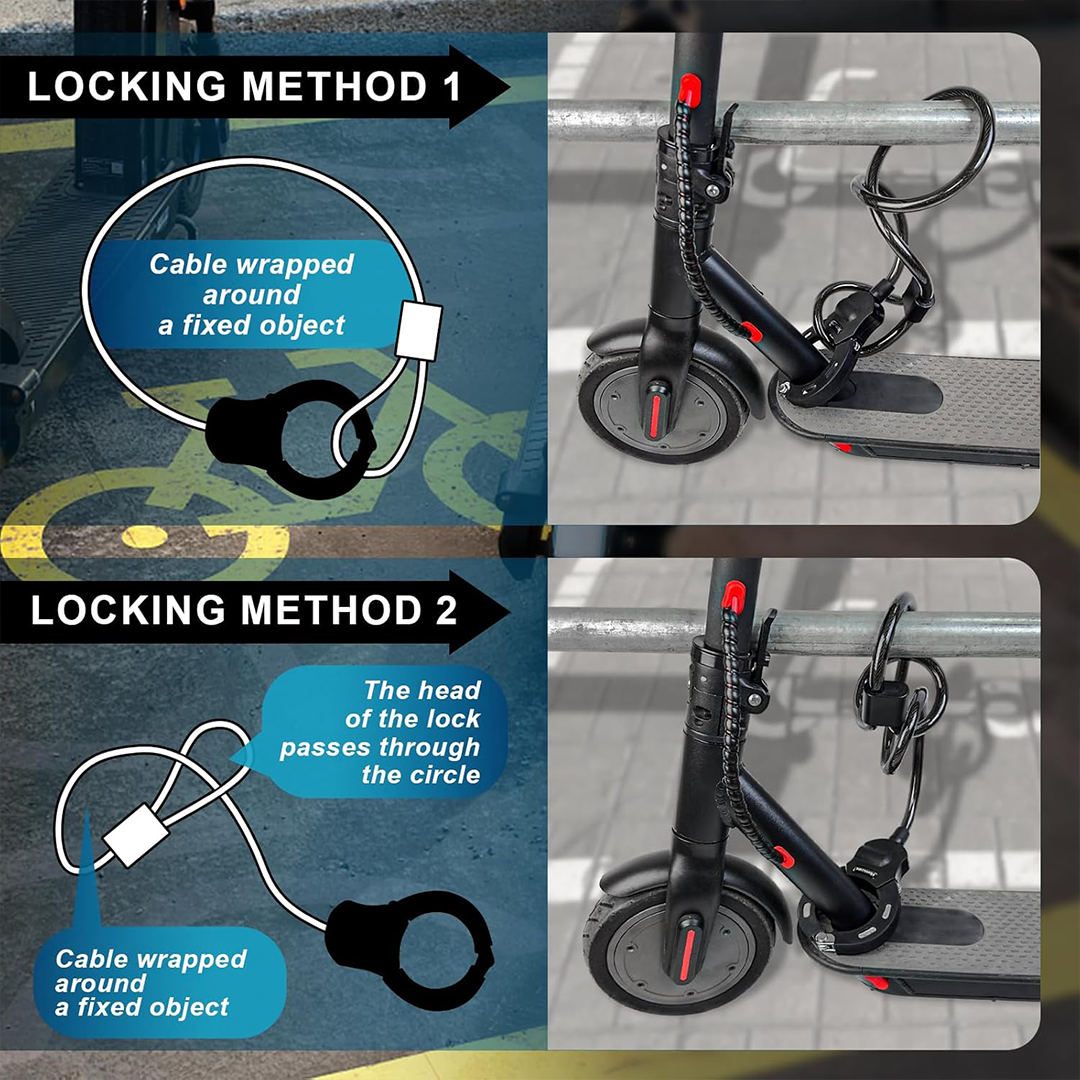 Honszex E-Scooter & Bicycle Lock - 39.37 Inch (1.5M) High Security Handcuff Style Lock