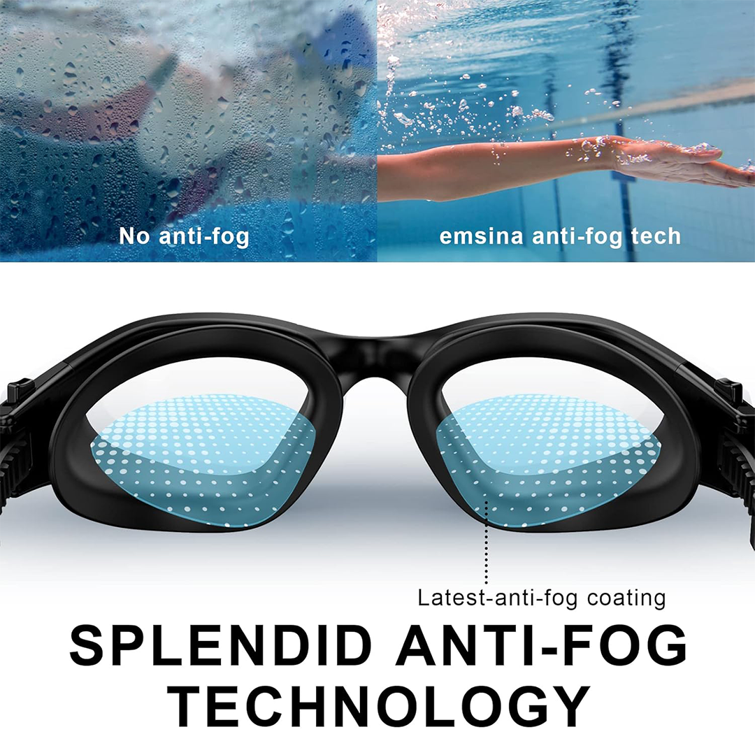 Emsina G1 Polarized Swim Goggles for Adults Anti-Fog Swimming Goggles for Men & Women with UV Protection
