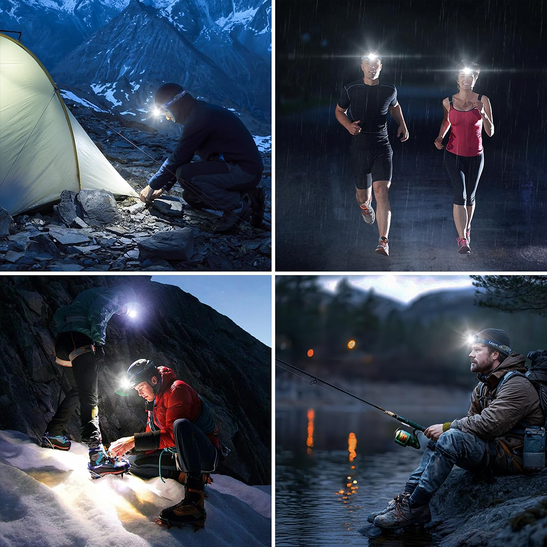 Lepro Rechargeable LED Headlamp Super Bright Hands-Free Head Light with 6 Modes | Waterproof Camping & Hiking Headlamp with Adjustable Headband & USB Charging