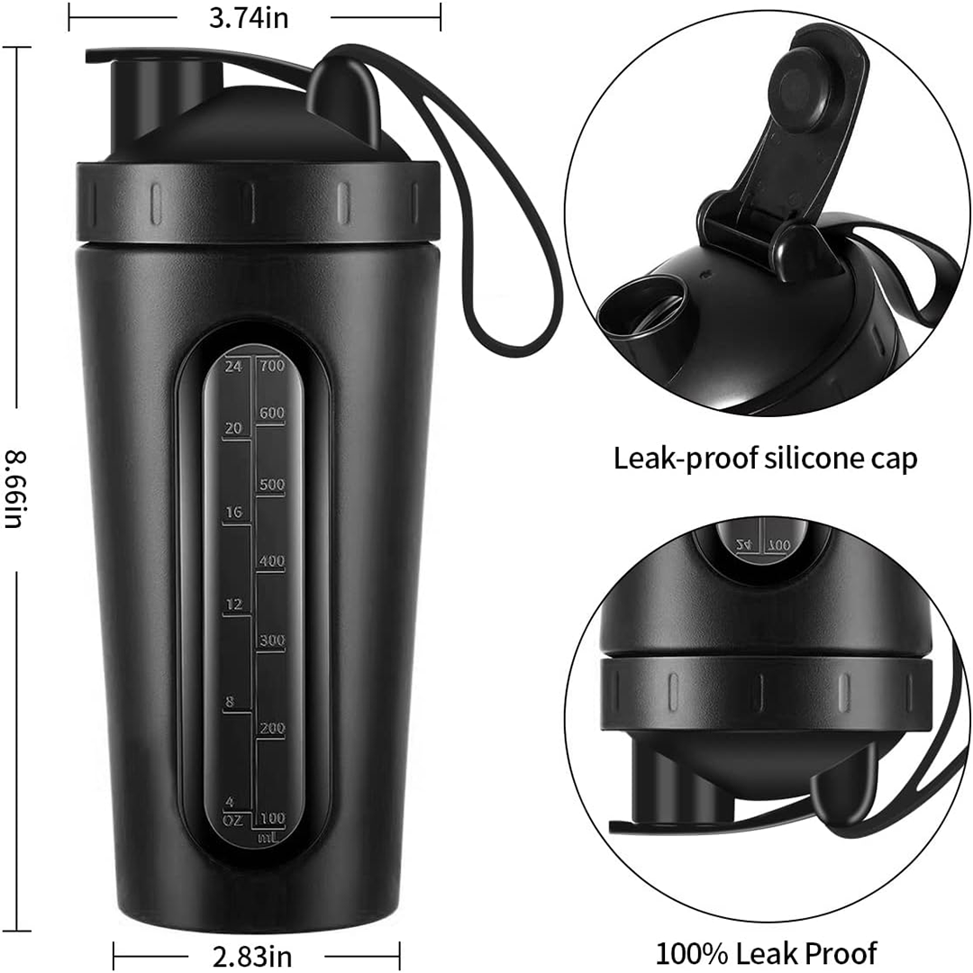 CIRCUIT GREEN 700ml Stainless Steel Protein Shaker Bottle Leak-Proof Gym Mixer