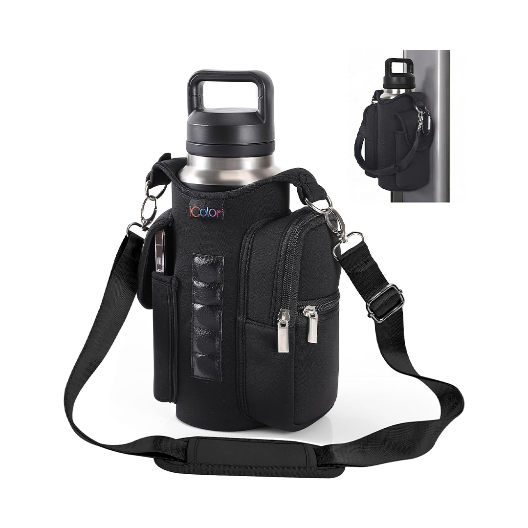 iColor Magnetic Gym Bottle Holder Sling Water Bottle Carrier with Phone Pocket