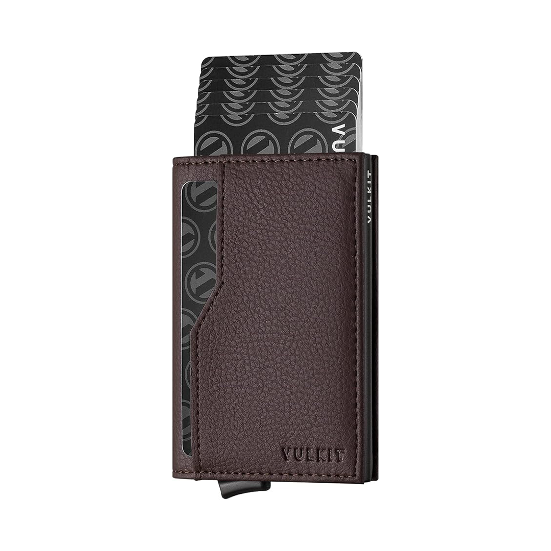 VULKIT RFID Blocking Pop-Up Card Holder Wallet 12 Cards Minimalist Design