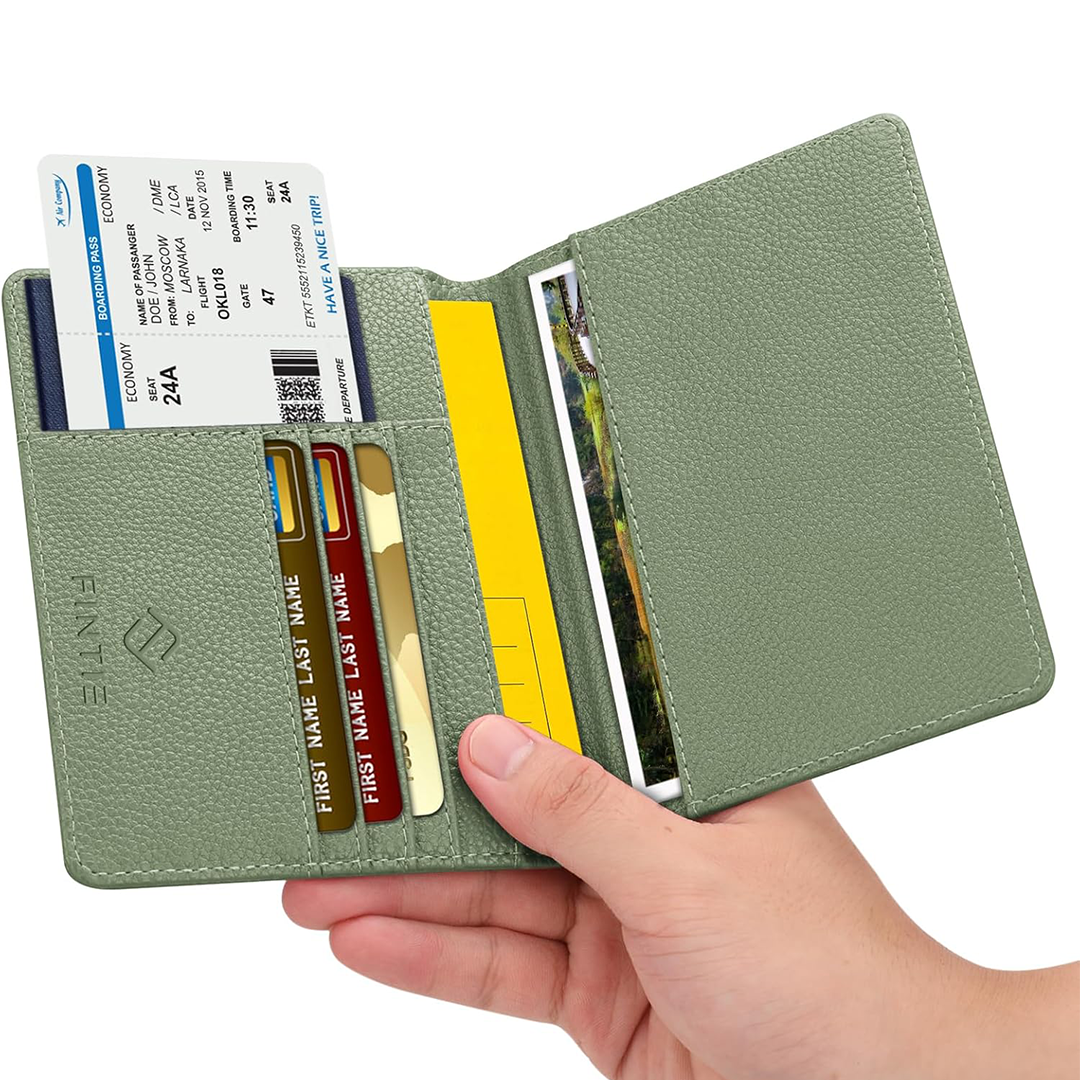 Fintie حامل جواز السفر محفظة سفر نحيفة غطاء جواز سفر بحماية RFID مع فتحات بطاقات الائتمان